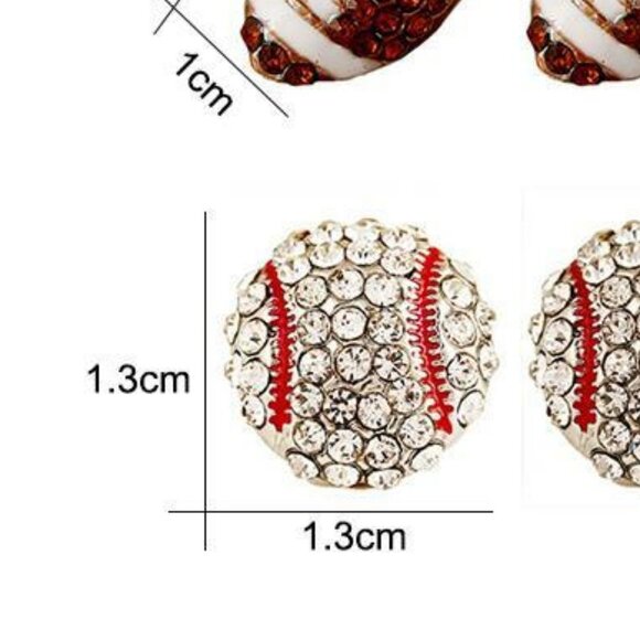 Cute Rhinestone Soccer Shaped Stud Earrings - Picture 2 of 2